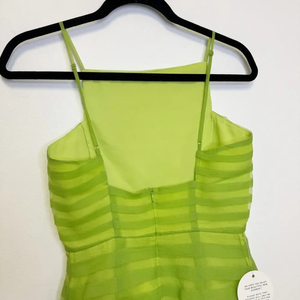 NWT $345 STAUD Jacob Mesh Striped Square Neck Mini Dress - Picture 4 of 10